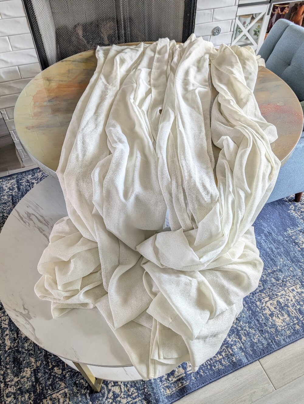 Ivory Lightweight Sheer Gauze Textured Curtain Panel Airy Boho Vibe Size 84"X51"